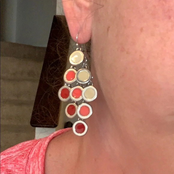 Pink and White Circles Earrings - Picture 5 of 6